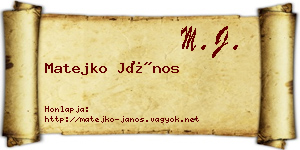 Matejko János névjegykártya