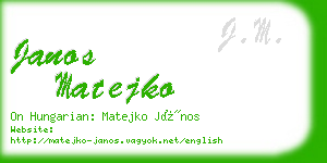 janos matejko business card
